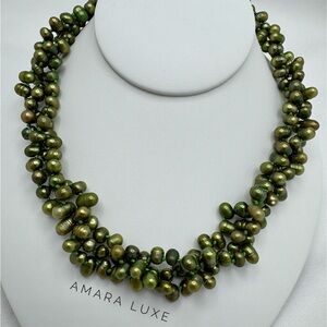 Rare Green Oval Pearl Necklace